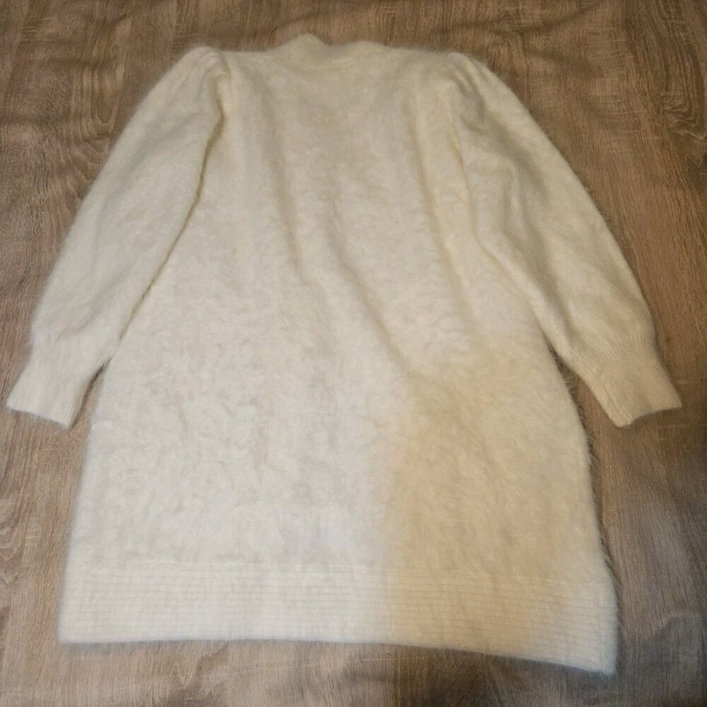 Belldini Womens Size S Ivory Open Front Angora Sweater Jacket Beaded Embroidered - Picture 2 of 8
